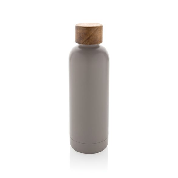 Wood RCS certified recycled stainless steel vacuum bottle, grey