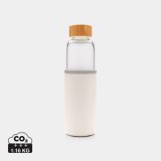 Glass bottle with textured PU sleeve, white