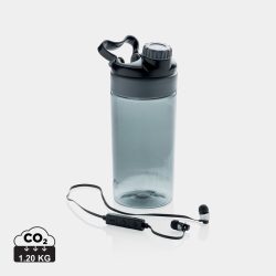 Leakproof bottle with wireless earbuds, grey