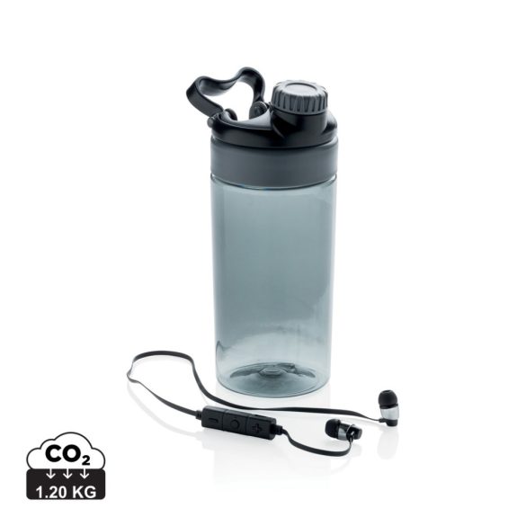 Leakproof bottle with wireless earbuds, grey