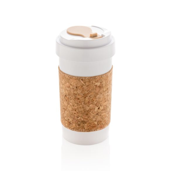 PLA 400ml can with cork sleeve, white