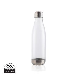 Leakproof water bottle with stainless steel lid, transparent