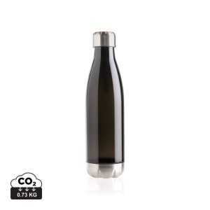 Leakproof water bottle with stainless steel lid, black