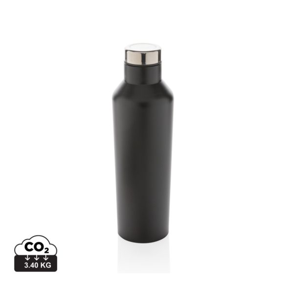 Modern vacuum stainless steel water bottle, black