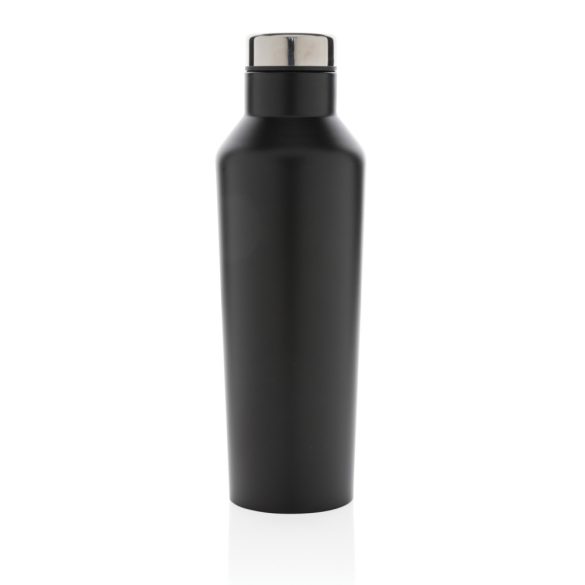 Modern vacuum stainless steel water bottle, black
