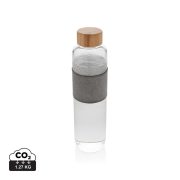 Impact borosilicate glass bottle with bamboo lid, transparen