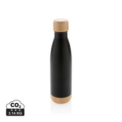 Vacuum stainless steel bottle with bamboo lid and bottom, bl