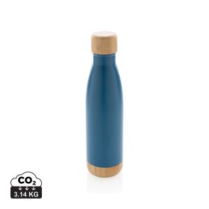 Vacuum stainless steel bottle with bamboo lid and bottom, bl