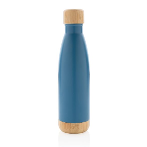 Vacuum stainless steel bottle with bamboo lid and bottom, bl