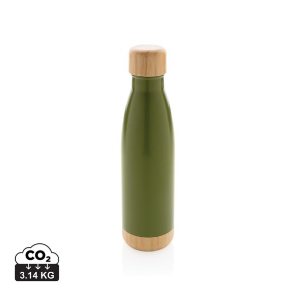 Vacuum stainless steel bottle with bamboo lid and bottom, gr
