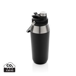 Vacuum stainless steel dual function lid bottle 1L, black
