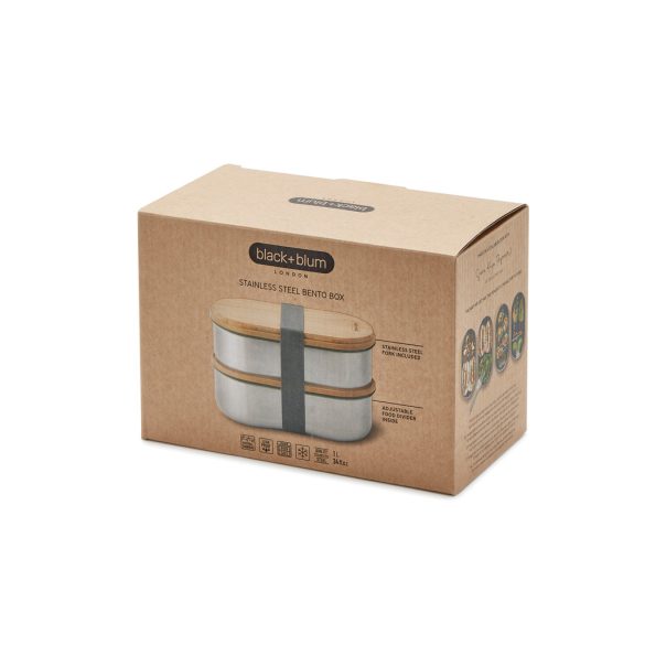Black+Blum Stainless Steel Double Bento Box, grey