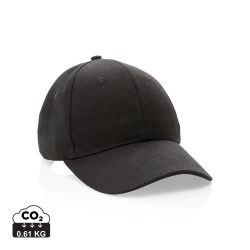   Impact 6 panel 280gr Recycled cotton cap with AWARE™ tracer, black