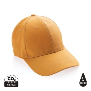 Impact 6 panel 280gr Recycled cotton cap with AWARE™ tracer, orange