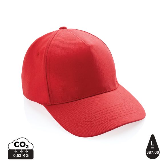 Impact 5panel 280gr Recycled cotton cap with AWARE™ tracer, red