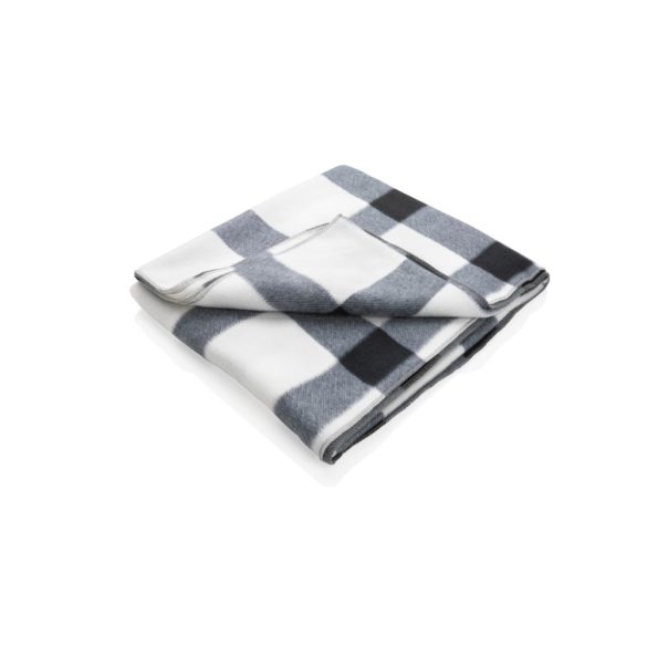 Soft plaid fleece blanket, white