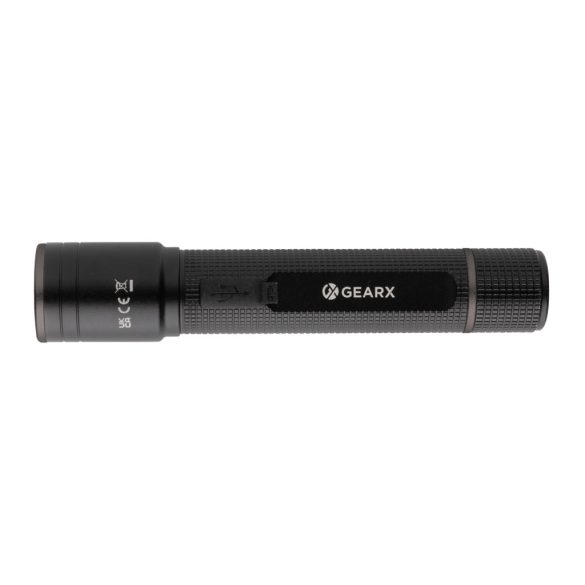 Gear X RCS recycled aluminium USB-rechargeable torch, black