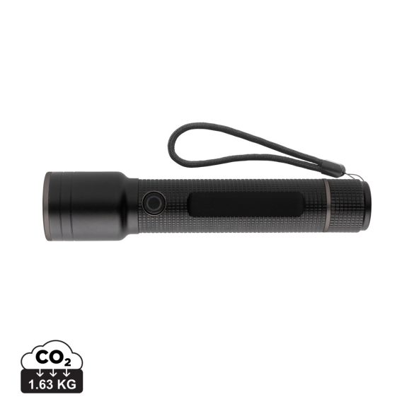 Gear X RCS recycled aluminium USB-rechargeable torch large, black