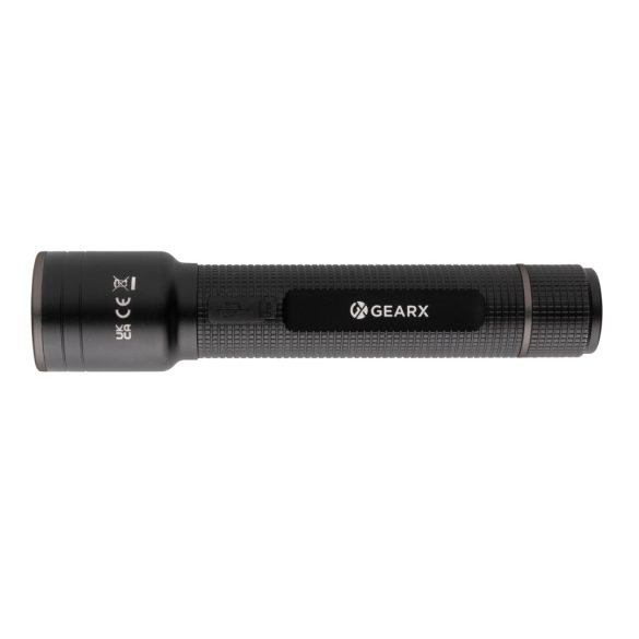 Gear X RCS recycled aluminium USB-rechargeable torch large, black