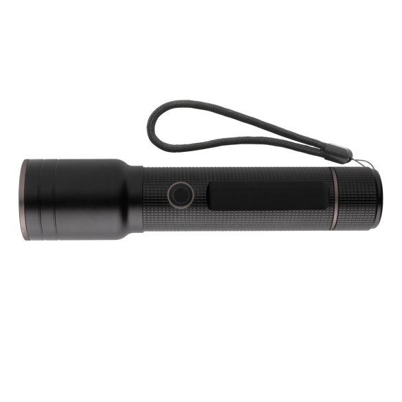 RCS recycled aluminium USB-rechargeable heavy duty torch, black