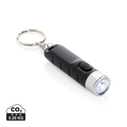   Globix RCS recycled plastic USB re-chargeable keychain torch, black