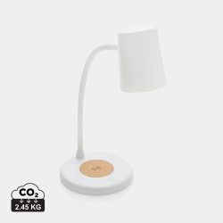   Zenara RCS recycled plastic and cork 15W wireless desk lamp, white