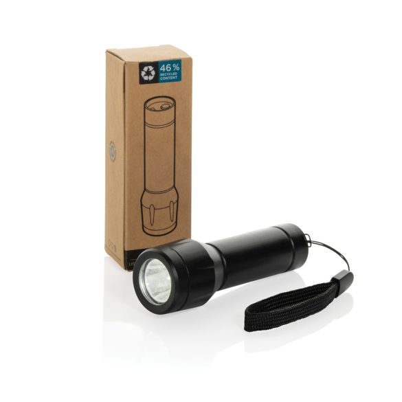 Flara RSC recycled plastic USB-rechargeable torch, black