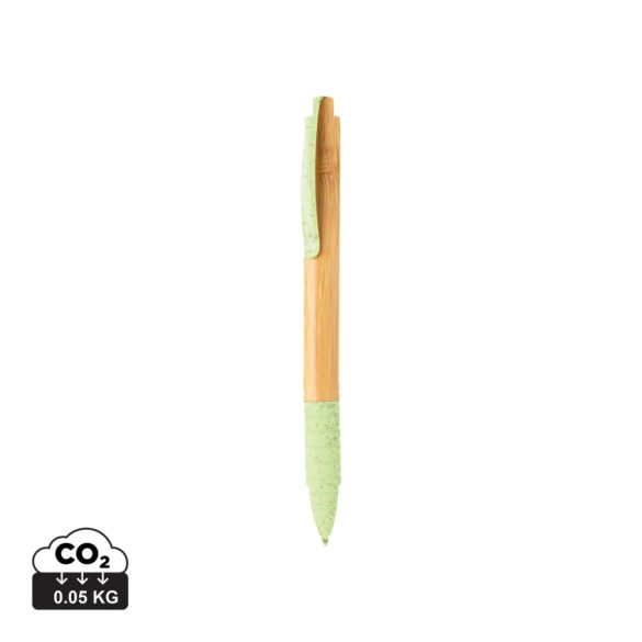 Bamboo & wheatstraw pen, green