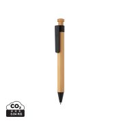 Bamboo pen with wheatstraw clip, black