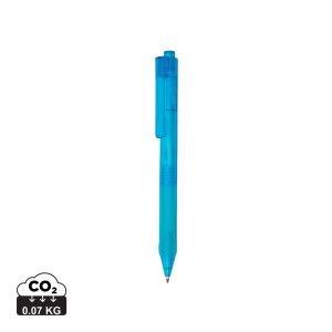 X9 frosted pen with silicone grip, light blue