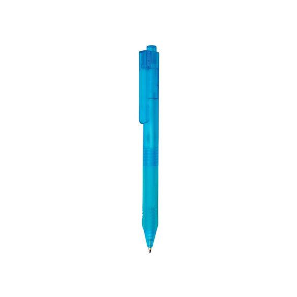 X9 frosted pen with silicone grip, light blue