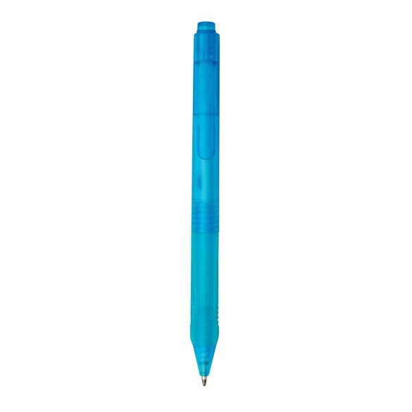 X9 frosted pen with silicone grip, light blue