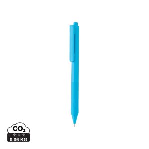 X9 solid pen with silicone grip, light blue
