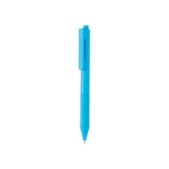 X9 solid pen with silicone grip, light blue