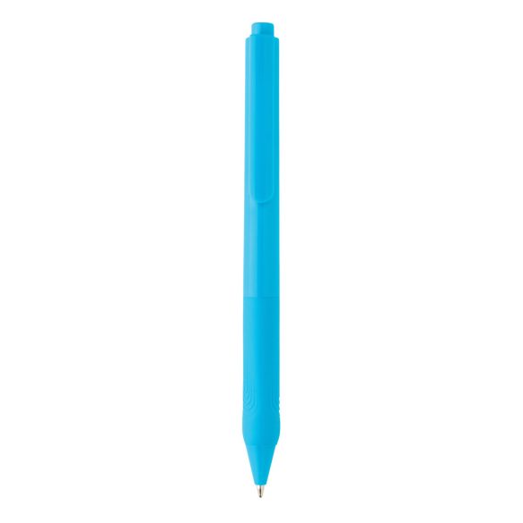 X9 solid pen with silicone grip, light blue