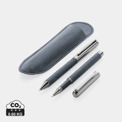 Recycled leather pen set, grey