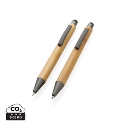 FSC® bamboo modern pen set in box, brown