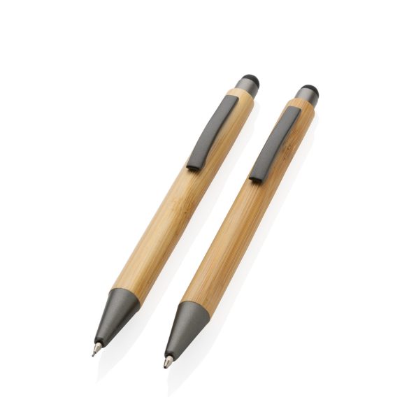 Bamboo modern pen set in box, brown