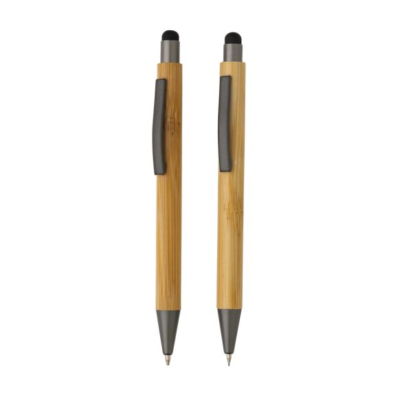 Bamboo modern pen set in box, brown