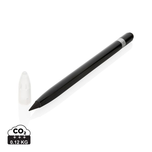 Aluminium inkless pen with eraser, black