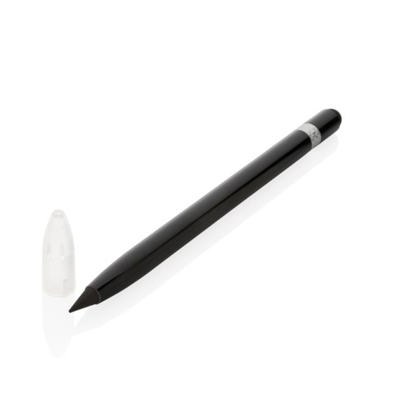 Aluminum inkless pen with eraser, black