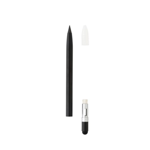 Aluminium inkless pen with eraser, black