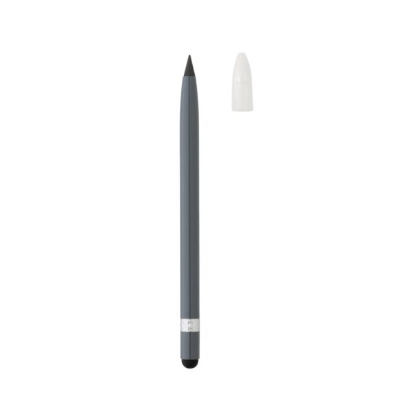 Aluminum inkless pen with eraser, grey