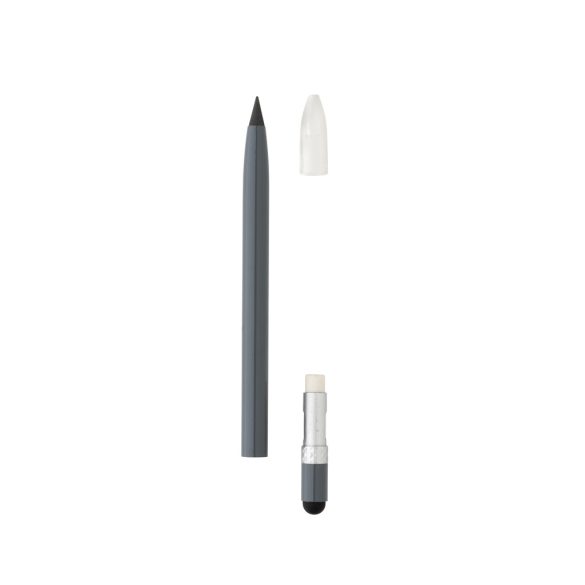 Aluminium inkless pen with eraser, grey