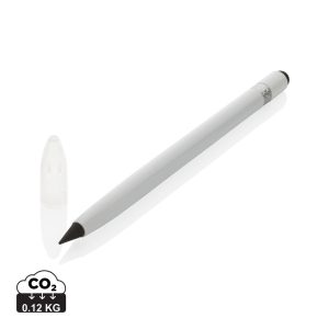 Aluminium inkless pen with eraser, white