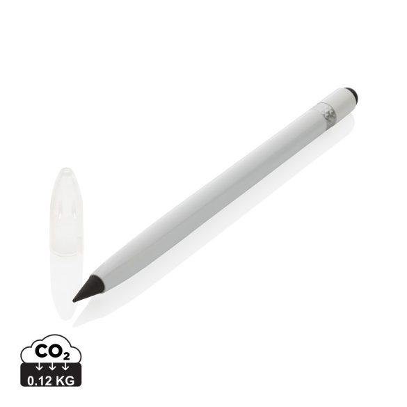Aluminium inkless pen with eraser, white