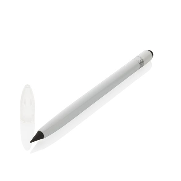 Aluminium inkless pen with eraser, white
