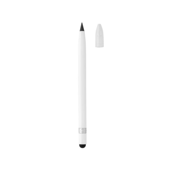 Aluminum inkless pen with eraser, white