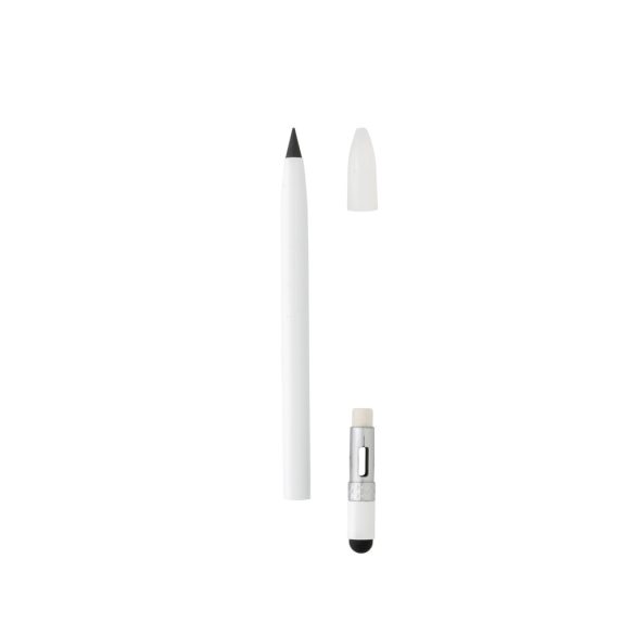 Aluminium inkless pen with eraser, white