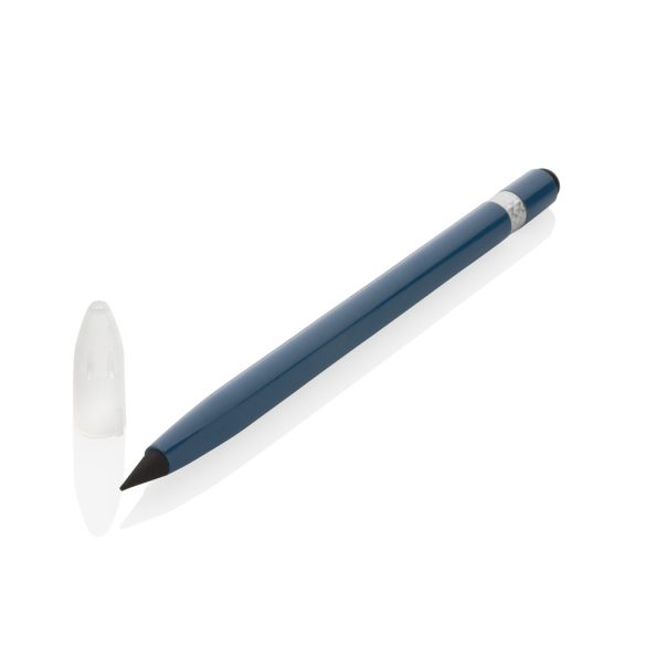 Aluminium inkless pen with eraser, blue